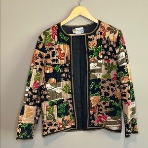 Vintage Thai Lines Bangkok Floral Patchwork Quilted Blazer Jacket
